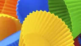 Close up of colorful plastic cupcake cups