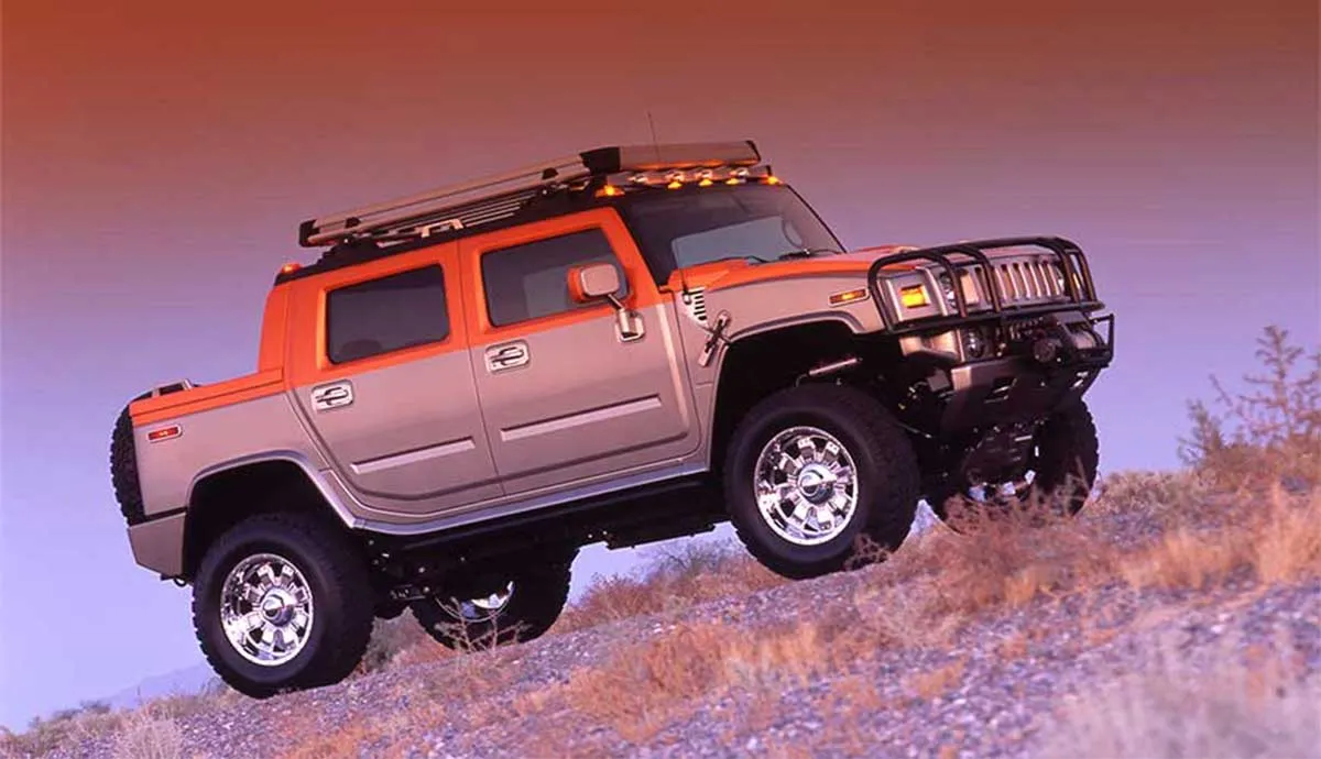 Hummer on top of a hill