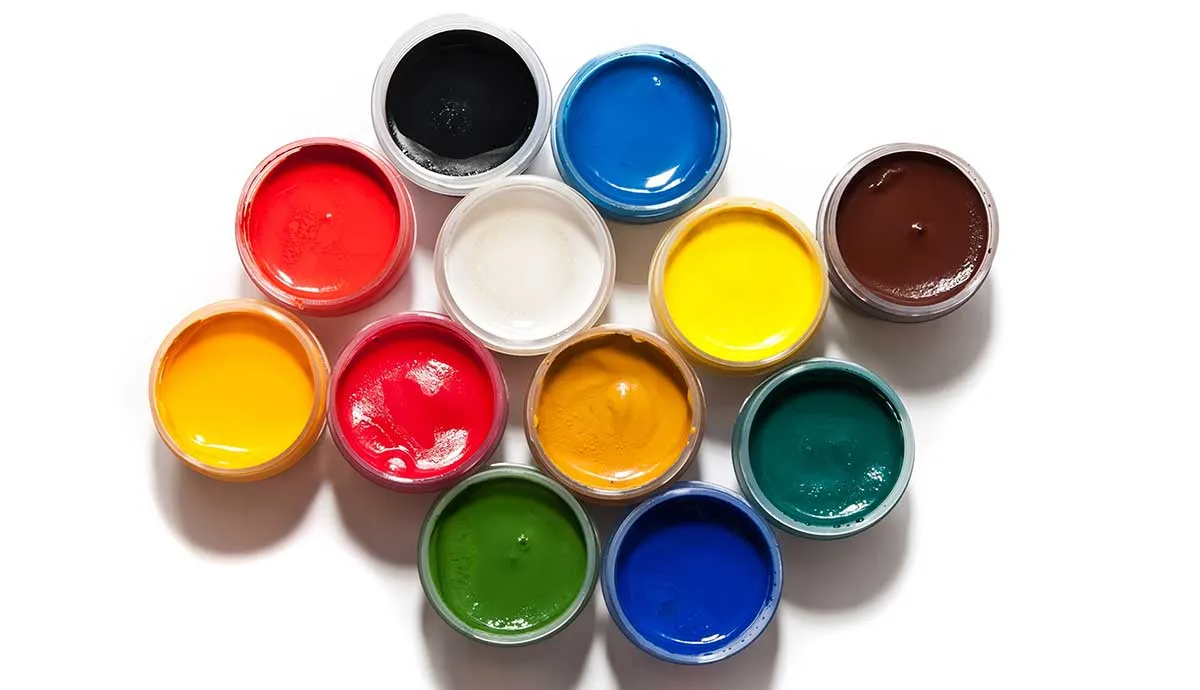 Ariel view of paint in circular containers