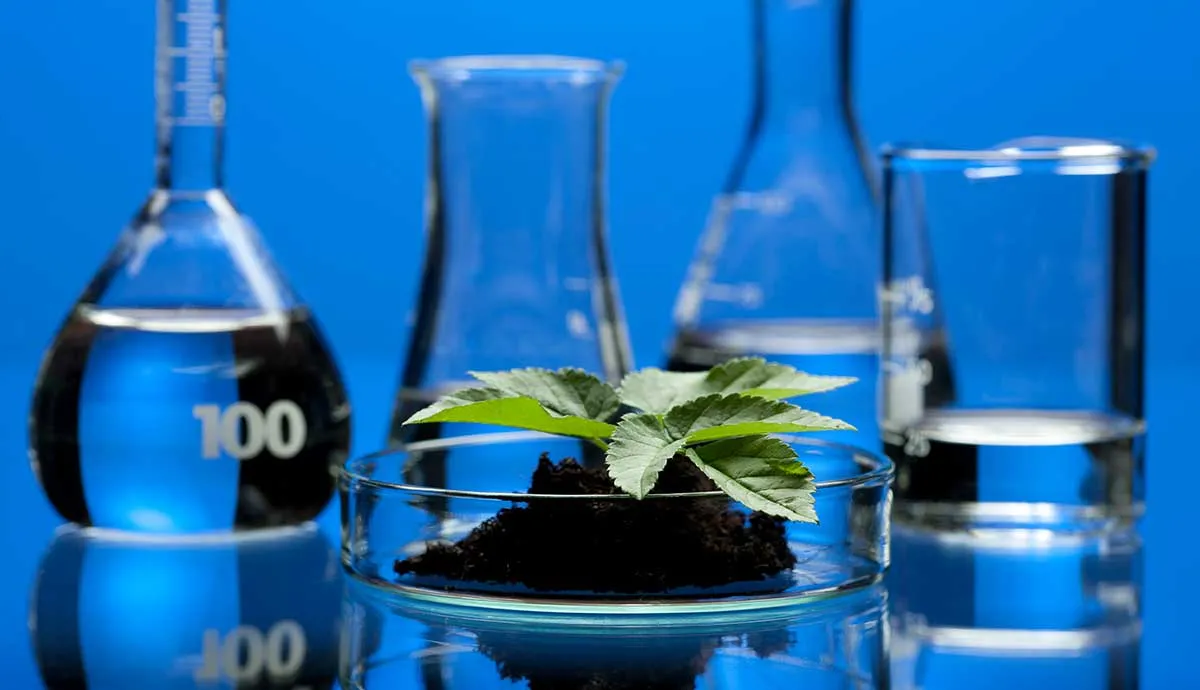 Laboratory Equipment on blue background