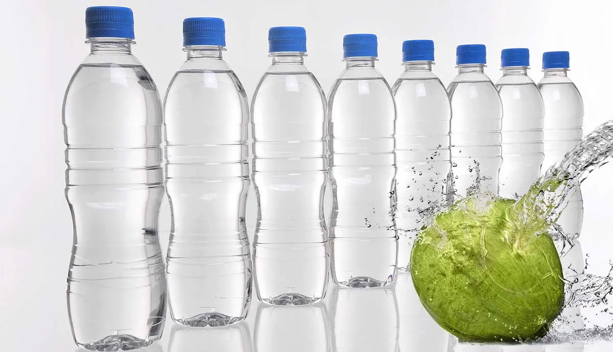 bottles of water and coconut